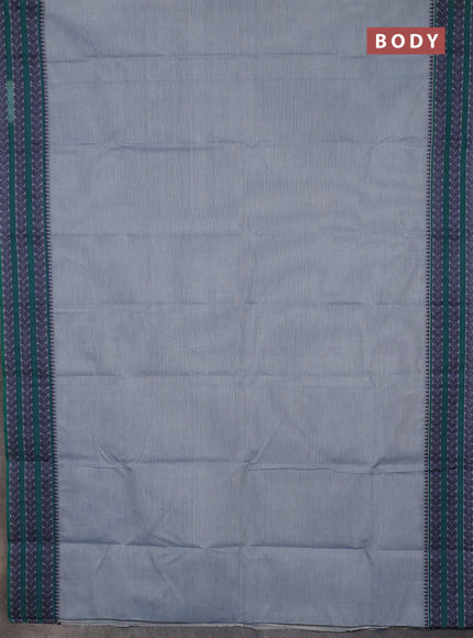 Chettinad cotton saree pastel blue and green peacock blue with plain body and thread woven border