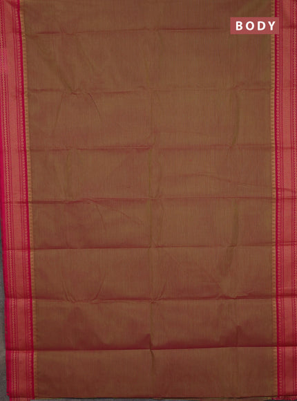 Chettinad cotton saree dual shade of green and pink bottle green with plain body and thread woven border