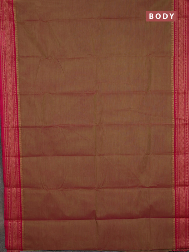 Chettinad cotton saree dual shade of green and pink bottle green with plain body and thread woven border