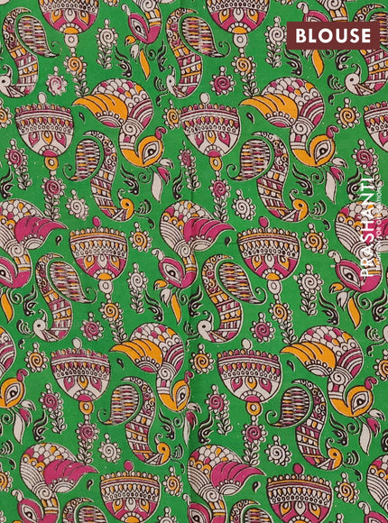 Chettinad cotton saree dark mustard and green with plain body and thread woven border