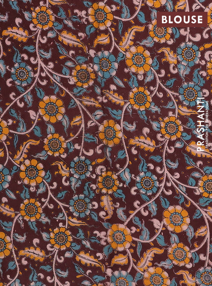Chettinad cotton saree pastel brown and brown with plain body and ganga jamun border