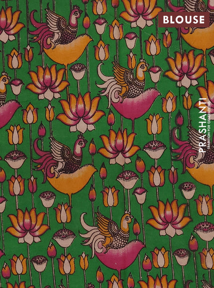 Chettinad cotton saree mango yellow and green with plain body and rettapet thread woven border
