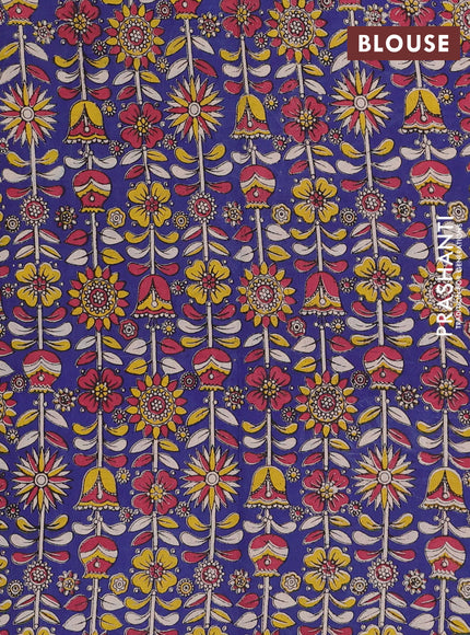 Chettinad cotton saree dark magenat pink and blue with plain body and zari woven border