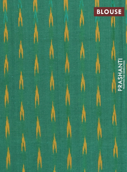 Chettinad cotton saree teal green and green with plain body and thread woven border