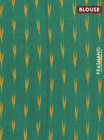 Chettinad cotton saree sunset orange and green with plain body and thread woven border