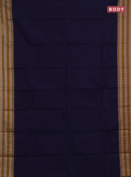 Chettinad cotton saree navy blue and yellow with plain body and thread woven border