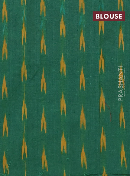 Chettinad cotton saree dark mustard and green with plain body and thread woven border