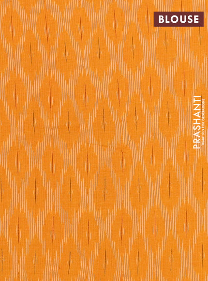Chettinad cotton saree rust shade and yellow with plain body and thread woven border