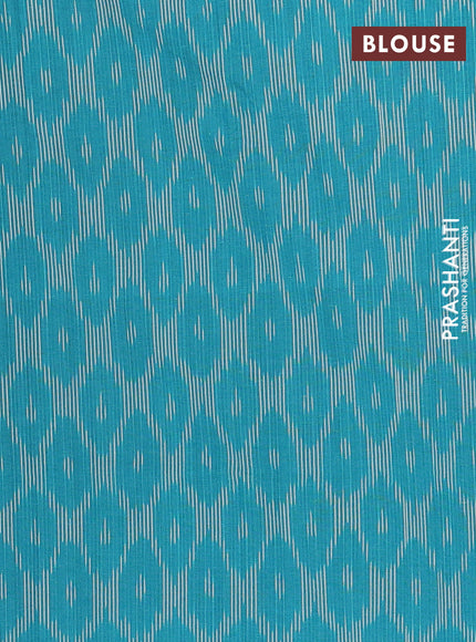 Chettinad cotton saree greyish green shade and Navy blue teal green with plain body and thread woven border