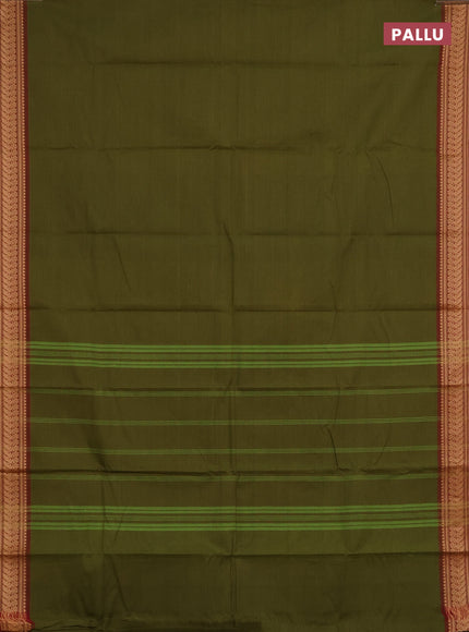 Chettinad cotton saree sap green and brown green with plain body and thread woven border