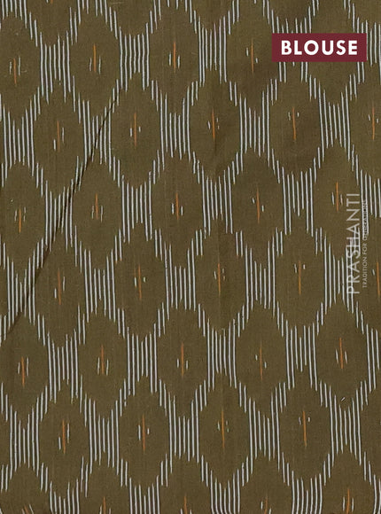 Chettinad cotton saree sap green and brown green with plain body and thread woven border