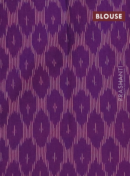 Chettinad cotton saree green and purple with plain body and thread woven border