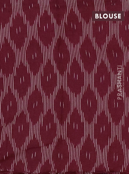 Chettinad cotton saree kumkum red and maroon wine shade with plain body and thread woven border