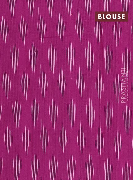 Chettinad cotton saree green and dark magenta pink with plain body and thread woven border