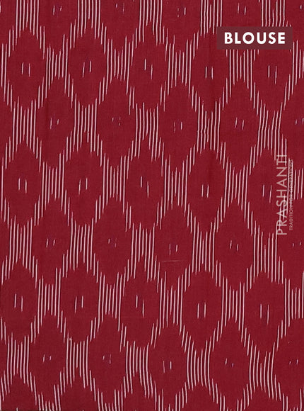 Chettinad cotton saree bottle green and maroon with plain body and thread woven border