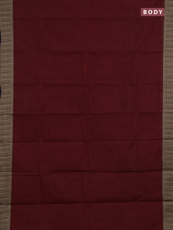 Chettinad cotton saree maroon and navy blue sap green with plain body and thread woven border