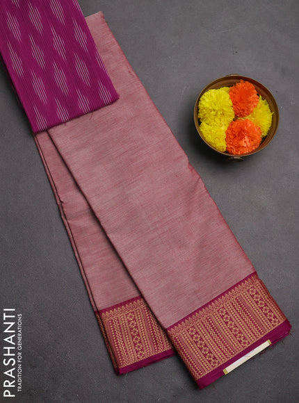 Chettinad cotton saree pastel maroon shade and purple with plain body and thread woven border
