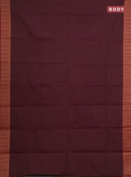 Chettinad cotton saree dual shade of purple and purple with plain body and thread woven border