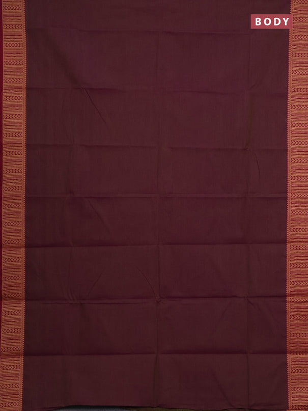 Chettinad cotton saree dual shade of purple and purple with plain body and thread woven border