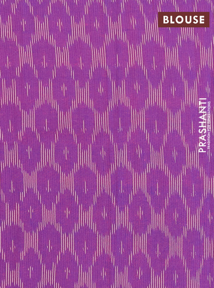 Chettinad cotton saree mustard green and purple with plain body and thread woven border