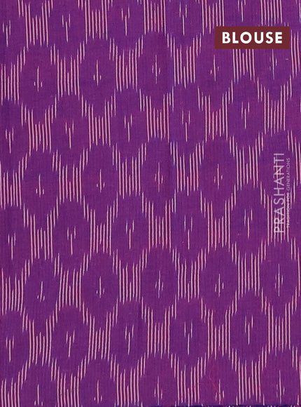 Chettinad cotton saree dual shade of teal bluish green and purple with plain body and thread woven border