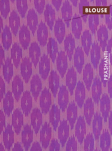 Chettinad cotton saree green and purple with plain body and thread woven border