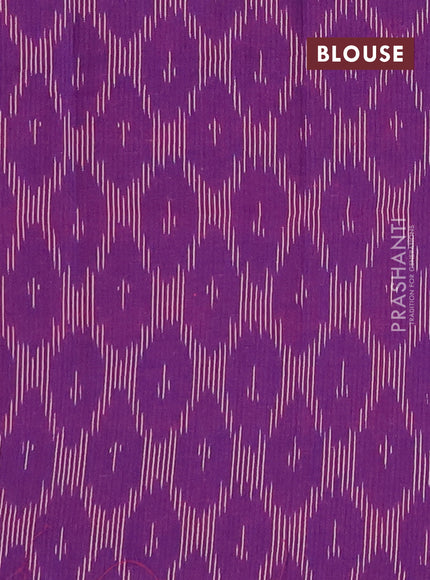 Chettinad cotton saree sunset orange and purple with plain body and thread woven border