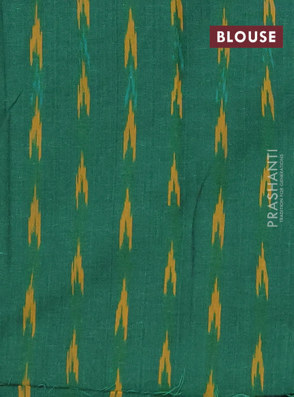 Chettinad cotton saree maroon and green with plain body and zari woven border