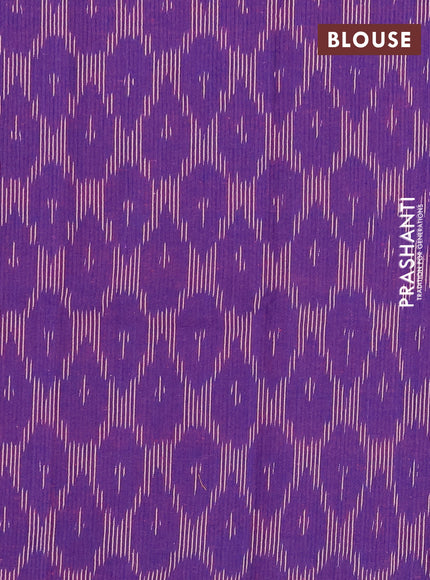 Chettinad cotton saree grey and purple with plain body and long zari woven simple border