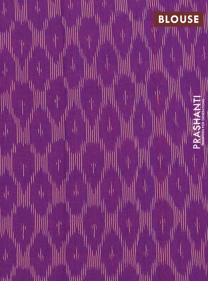 Chettinad cotton saree dual shade of green and pink purple with plain body and long zari woven simple border