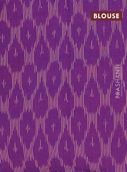 Chettinad cotton saree maroon and purple with plain body and long zari woven simple border