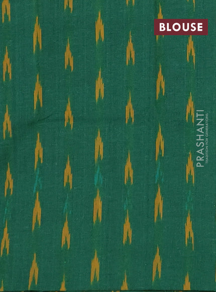 Chettinad cotton saree wine shade and green with plain body and long zari woven border