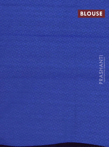 Chettinad cotton saree brown and blue with plain body and thread woven border