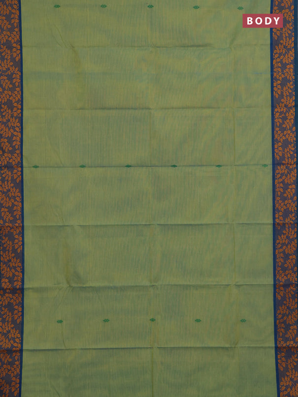 Chettinad cotton saree pista green and teal green with thread woven buttas and thread woven border