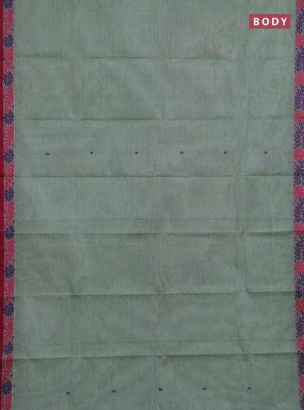 Chettinad cotton saree green shade and pink with thread woven buttas and thread woven border