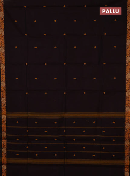 Chettinad cotton saree deep jamun and mustard yellow with thread woven buttas and thread woven border