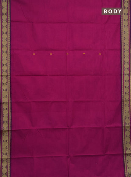 Chettinad cotton saree pink and wine shade with thread woven buttas and rudhraksha thread woven border