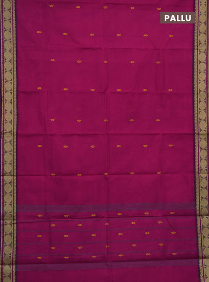 Chettinad cotton saree pink and wine shade with thread woven buttas and rudhraksha thread woven border