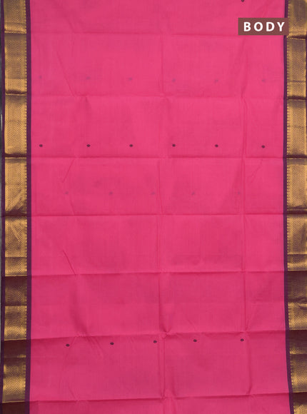 Chettinad cotton saree light pink and wine shade with thread woven buttas and zari woven border