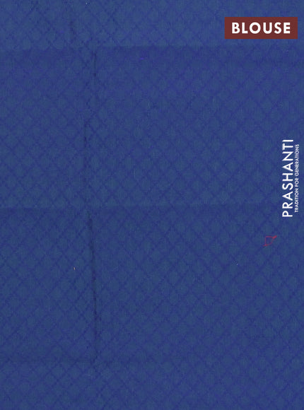 Chettinad cotton saree parrot green and blue with thread woven buttas and zari woven border
