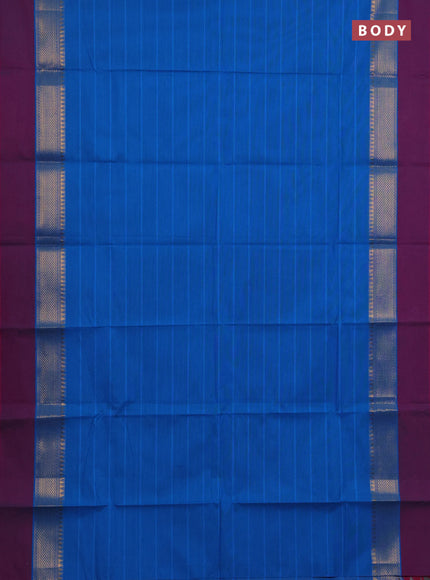 Chettinad cotton saree cs blue and purple with plain body and zari woven simple border