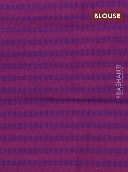 Chettinad cotton saree cs blue and purple with plain body and zari woven simple border