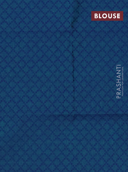Chettinad cotton saree teal green and peacock blue with thread woven buttas and zari woven simple border