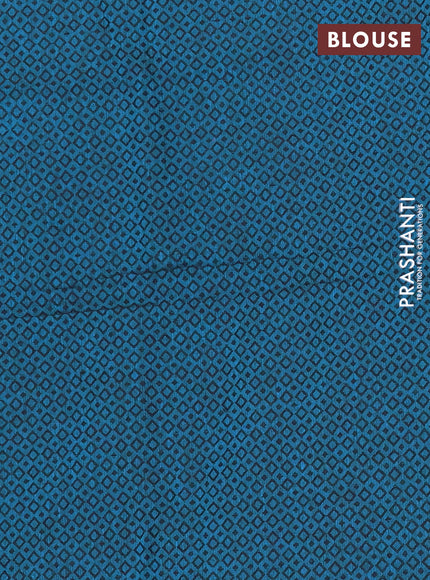 Chettinad cotton saree teal blue and peacock blue with plain body and zari woven border