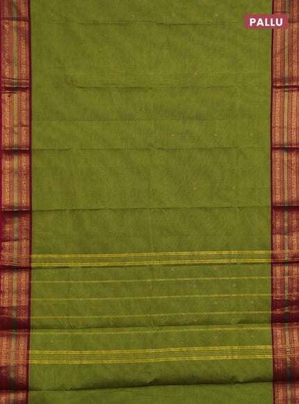 Chettinad cotton saree mehendi green and magenta pink with plain body and zari woven border