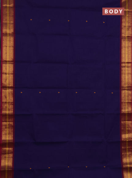Chettinad cotton saree blue and magenta pink with thread woven buttas and zari woven border