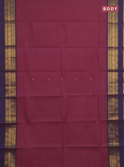Chettinad cotton saree mauve pink and dual shade of blue with thread woven buttas and rettapet zari woven border