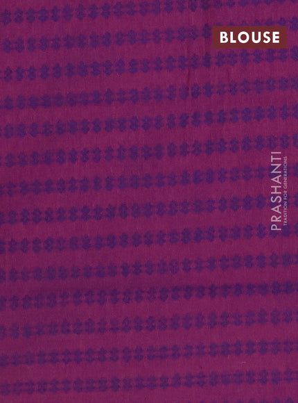 Chettinad cotton saree peacock blue and purple with thread woven buttas and zari woven simple border