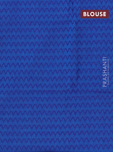 Chettinad cotton saree dual shade of pista green and blue with plain body and zari woven border