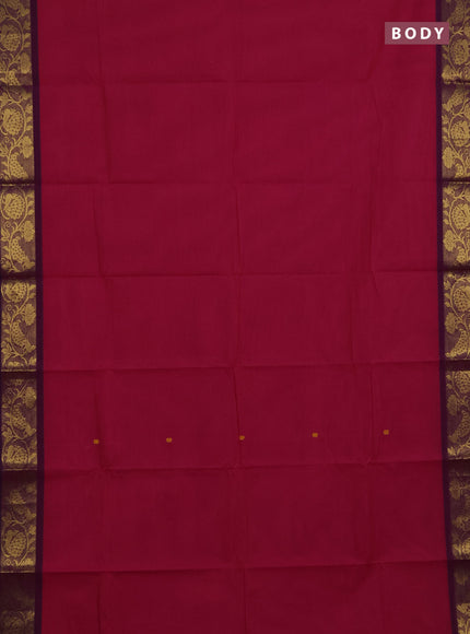 Chettinad cotton saree pink and purple with thread woven buttas and zari woven border
